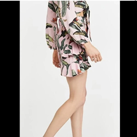 NWT PatBo Tropical Print Shorts Ruffle Tortoise Belt High Rise Pink Women's 12 - Picture 5 of 13